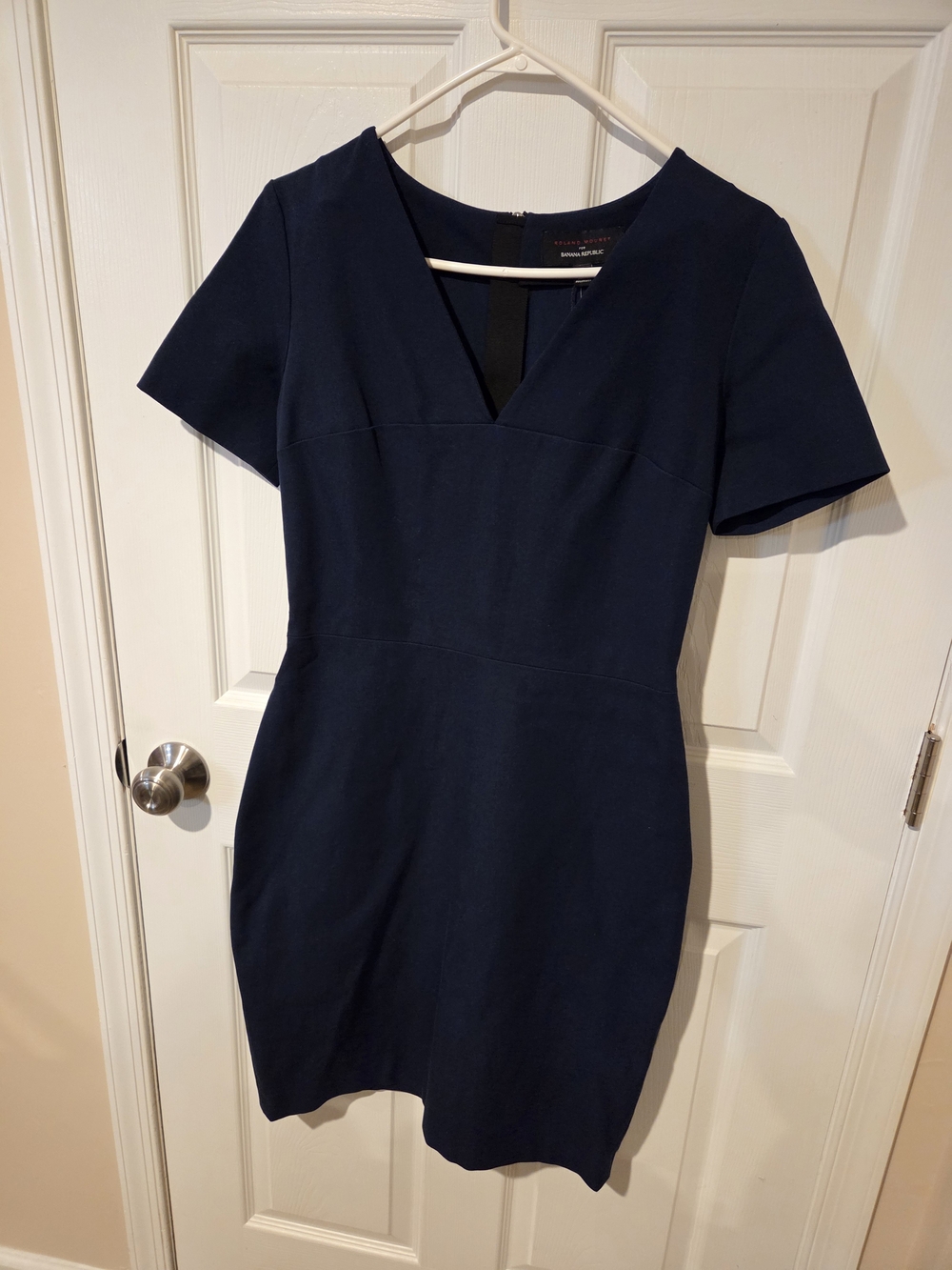 Banana Republic Navy V-Neck Short Sleeve Midi Dress